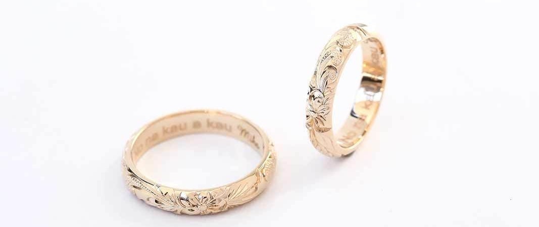 K14YG　イエローゴールド　トラディショナル　結婚指輪　ハワイアンジュエリー
