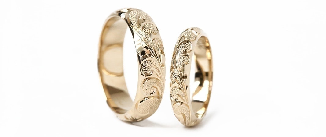K18CG　シャンパンゴールド　結婚指輪　トラディショナル　ハワイアンジュエリー