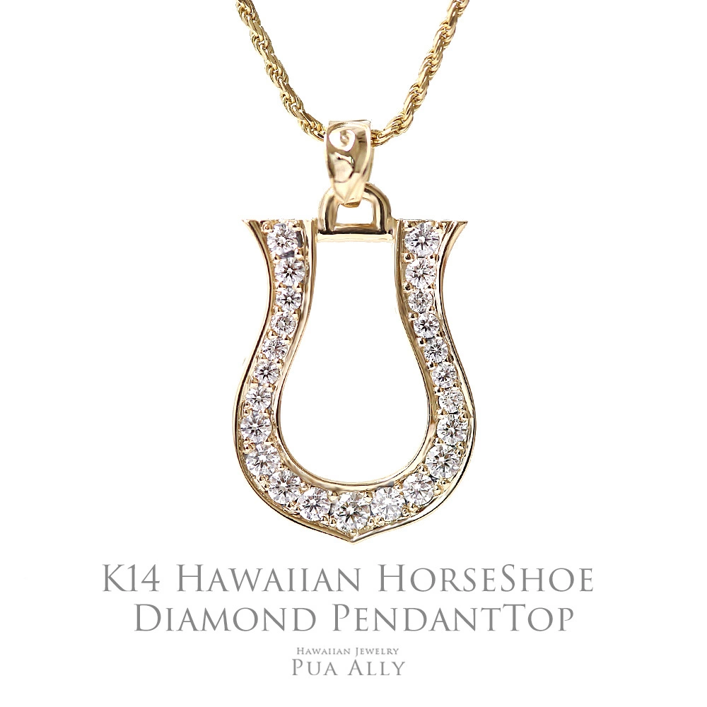 (10001331) K14(14金)ホースシューダイヤモンド ペンダントトップ