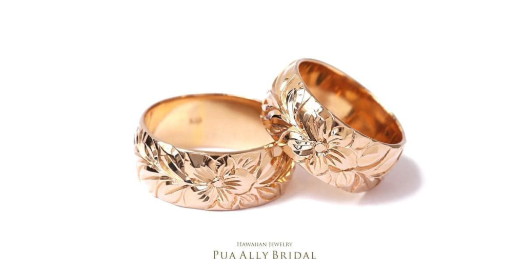 ハワイアンジュエリー プアアリ マリッジリング ブライダル 結婚指輪 婚約指輪 エンゲージリング　プロポーズ ピンクゴールド