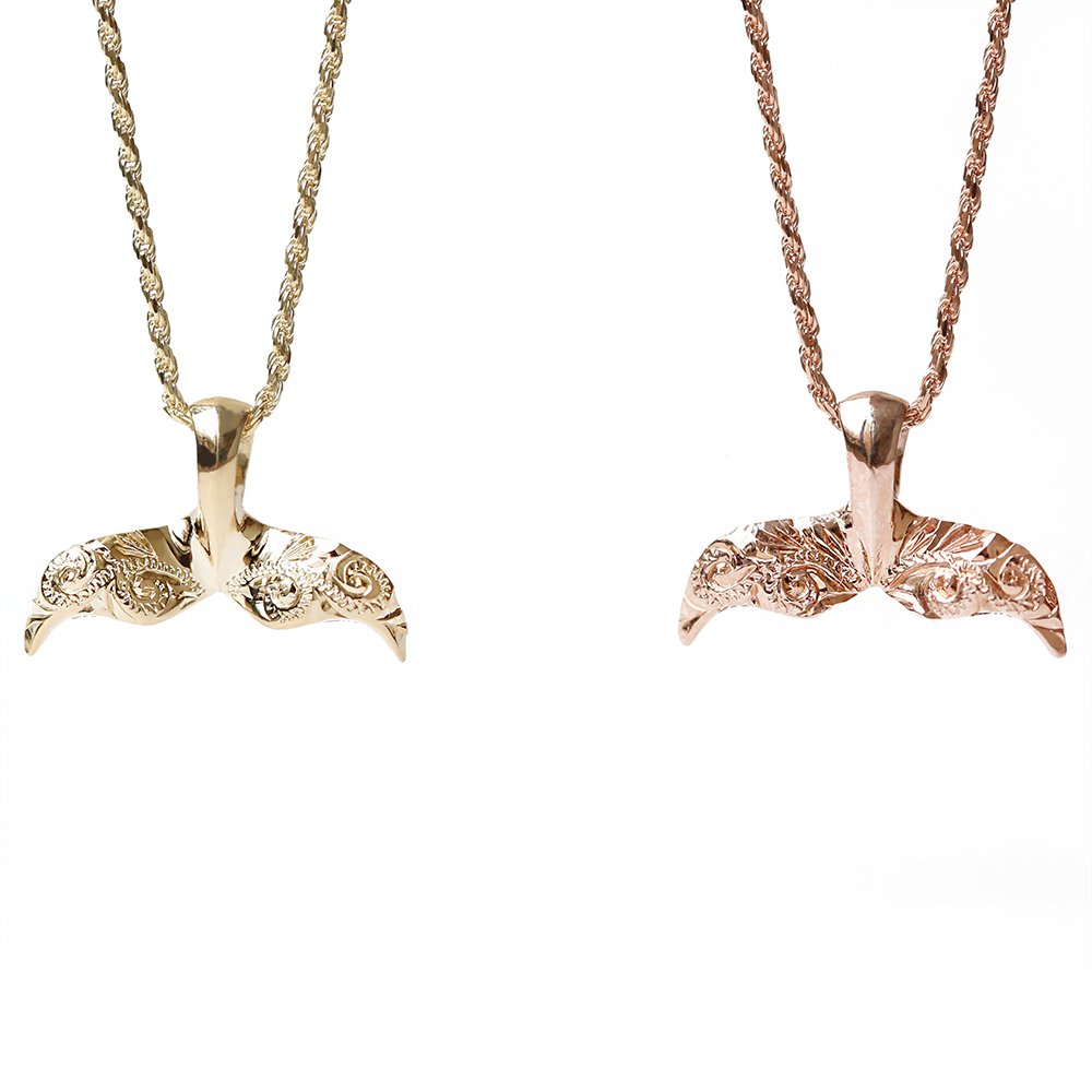 ハワイアンジュエリー ホエールテール ネックレス 両ヒレ彫り  