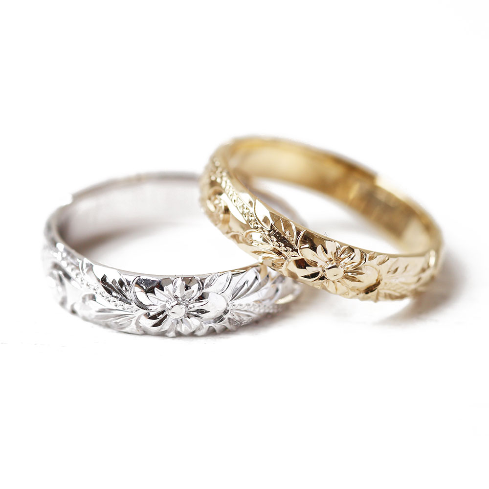 K14ホワイトゴールド、イエローゴールド　結婚指輪