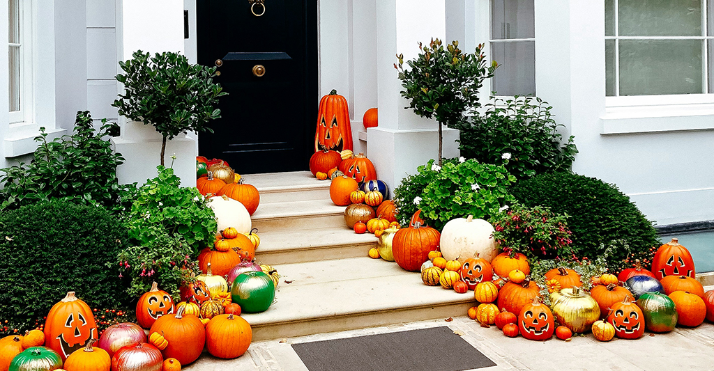 外国の家の外観がハロウィン仕様