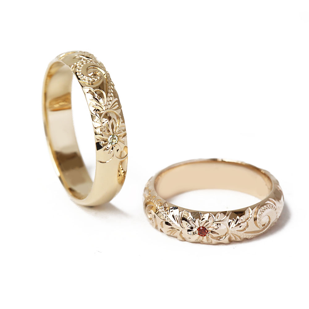 K18イエローゴールドとブラウンゴールドホヌのハワイアンジュエリーマリッジリング/結婚指輪/ハワイアンジュエリーブランドPUAALLY(プアアリ)