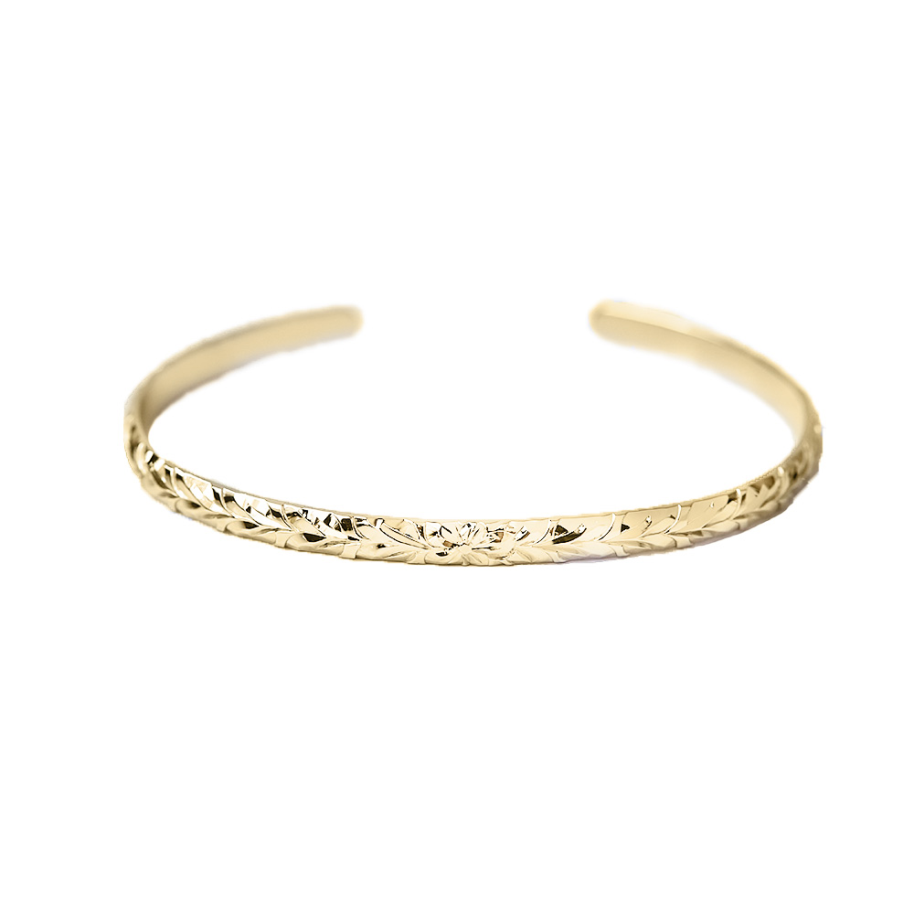 ハワイアンジュエリー オープン カフ バングル 4mm