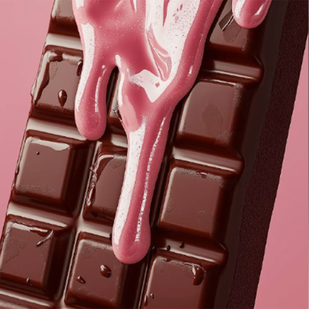 ピンクのチョコレートと板チョコレート