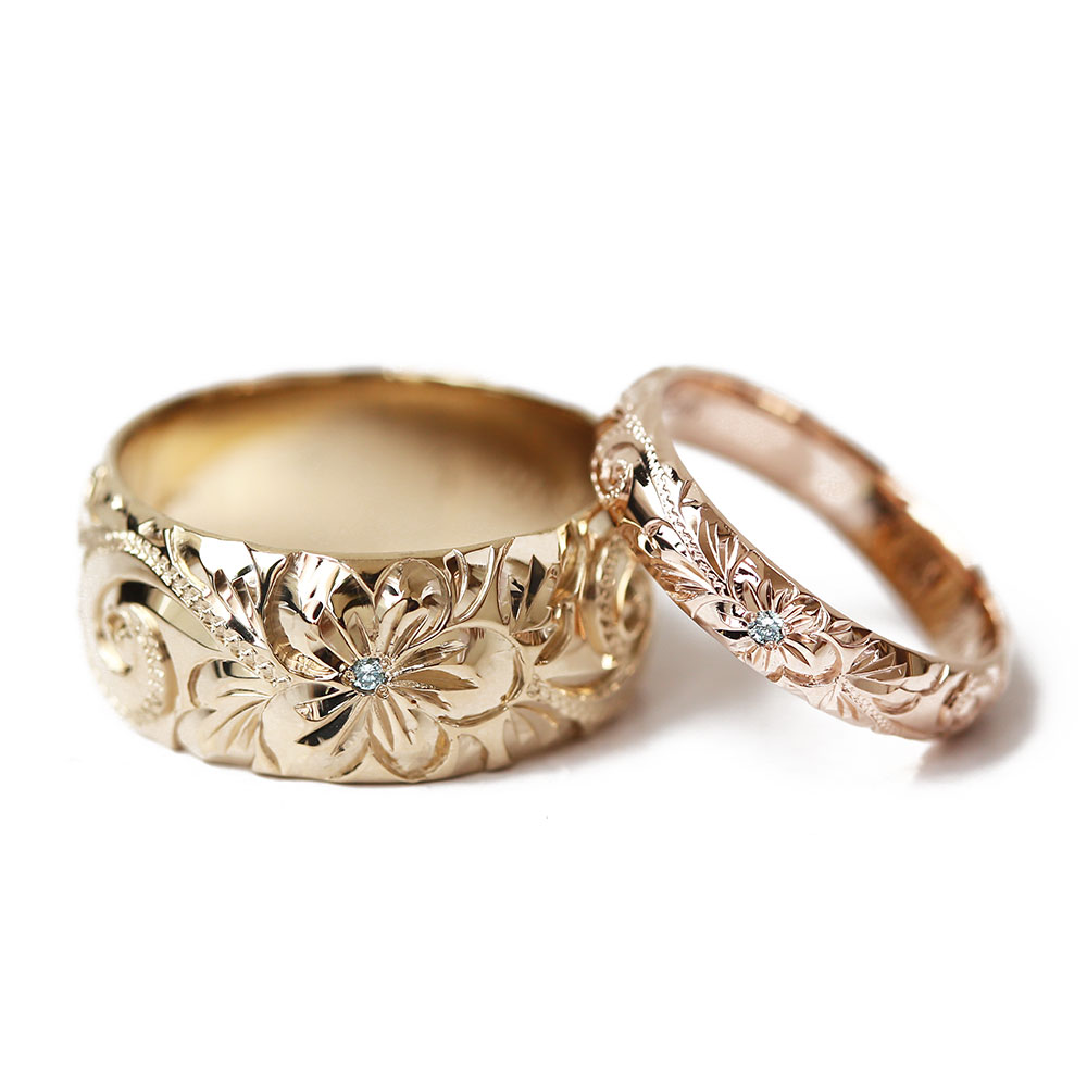 ハワイアンジュエリー結婚指輪ヴィクトリアとサクラゴールド