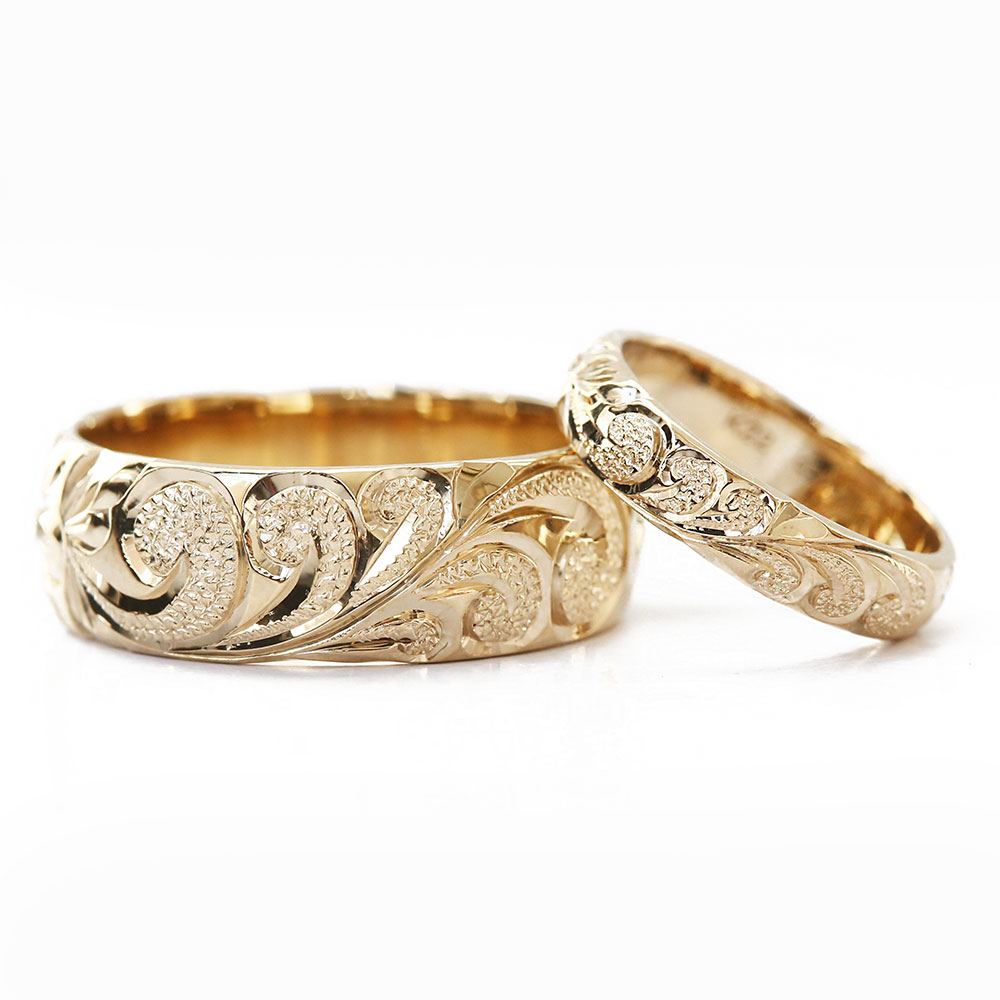 幅太いハワイアンジュエリーの結婚指輪