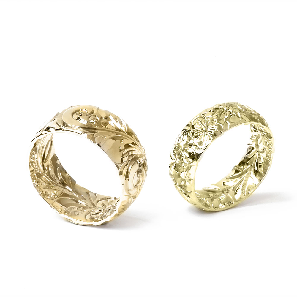 ハワイアンジュエリー結婚指輪両面彫り