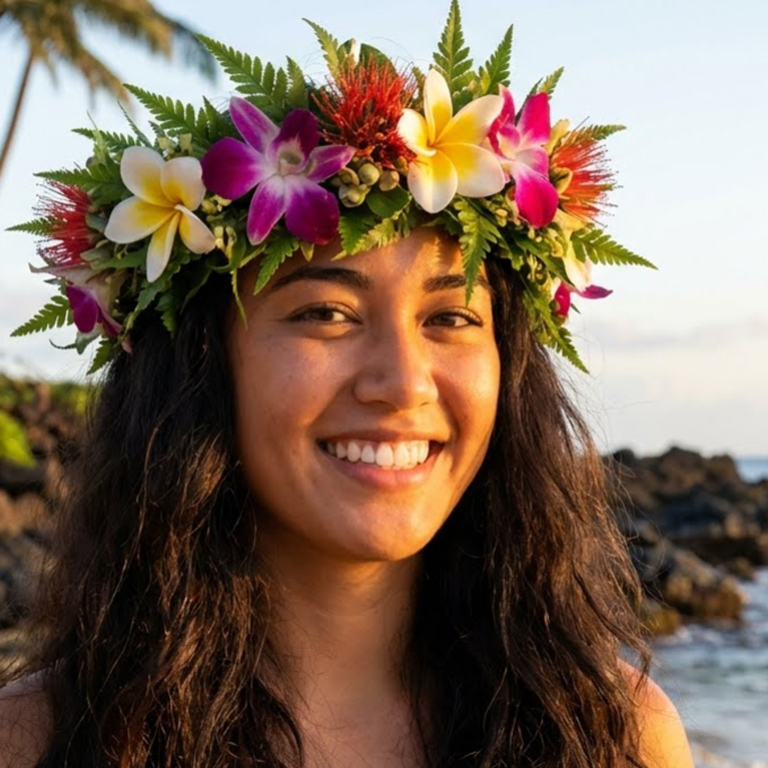 ハワイ語で「Lei」は絆や親愛、「Po'o」は頭を意味します。フラや儀式で用いられるこの伝統的な装飾には、非常に深い精神的な意味が込められています。