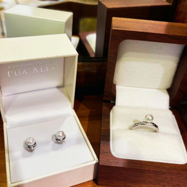 ハワイアンジュエリーパールリングとパールピアス